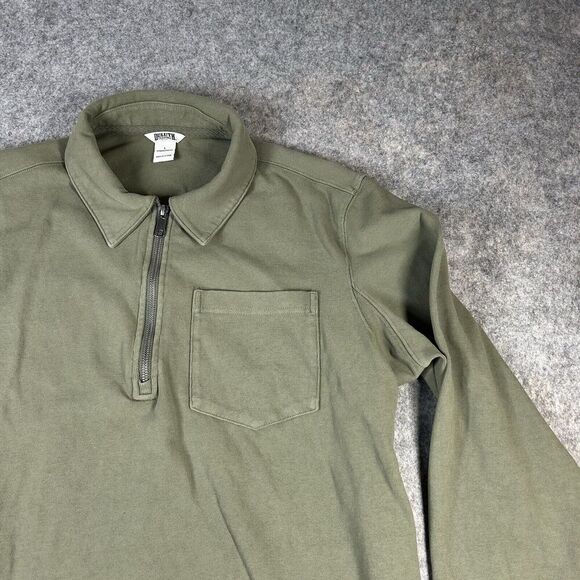 Duluth Trading Pullover Mens Large Rugby Knit Half Zip Olive Green Standard Fit - Picture 2 of 9